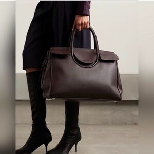 Guidi Elegant Women's Leather Tote Bag in Deep Brown